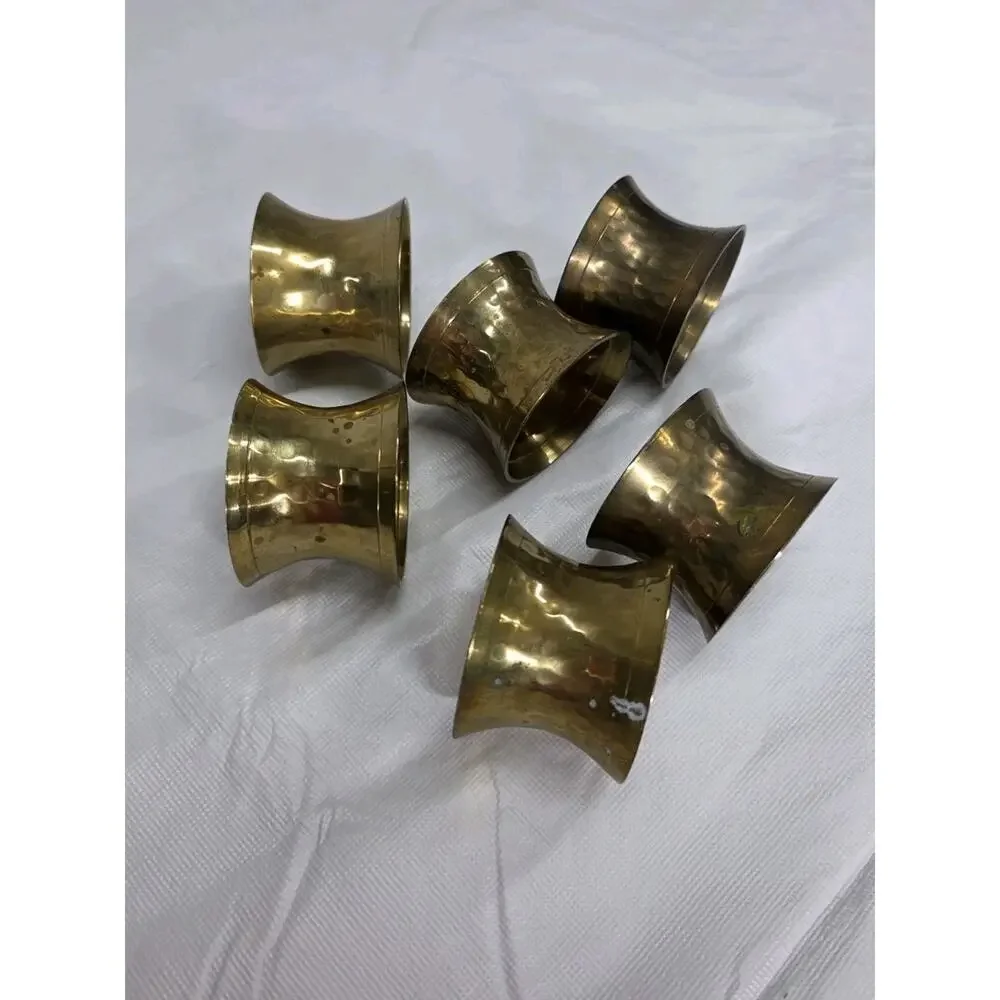 Vintage Hammered Brass Napkin Ring Holders 1.5